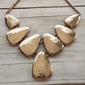 Necklace hammered gold statement